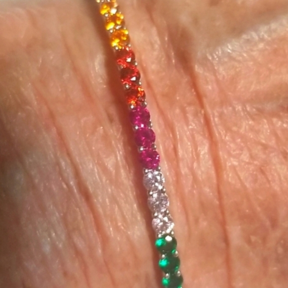 BELLA LUCE SIMULANTS Multi Color In 925 Sterling About 7.25" EUC#79 - Picture 1 of 4